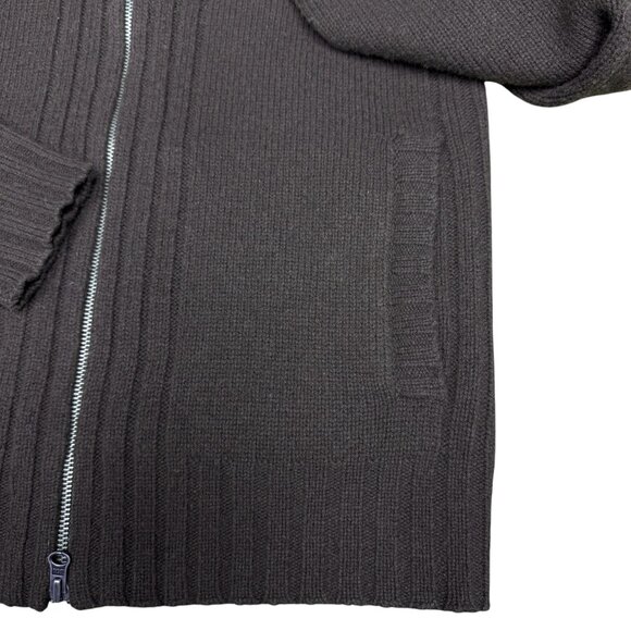 EUC Men's EXPRESS 100% Lambs Wool Full 2-Way‎ Zip Sweater Brown | Size Small - Picture 3 of 11